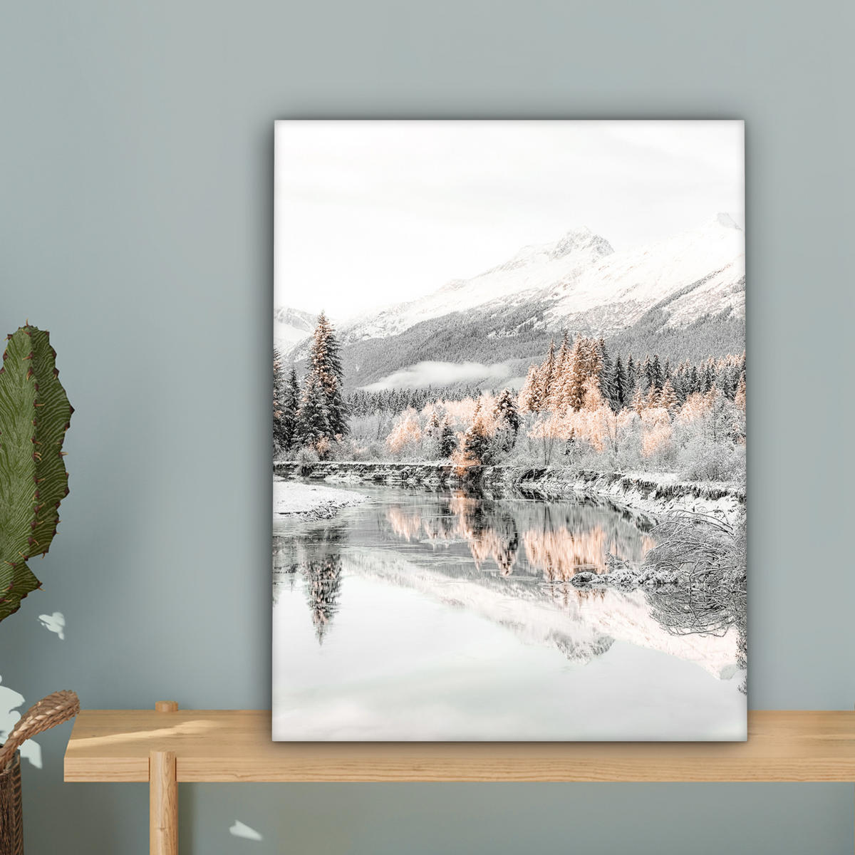 LEINWANDBILD Natur - Winter - Bäume - Berge - Schnee 30x40 cm - Weiß Hochglanz, Textil (30/40cm) - MuchoWow