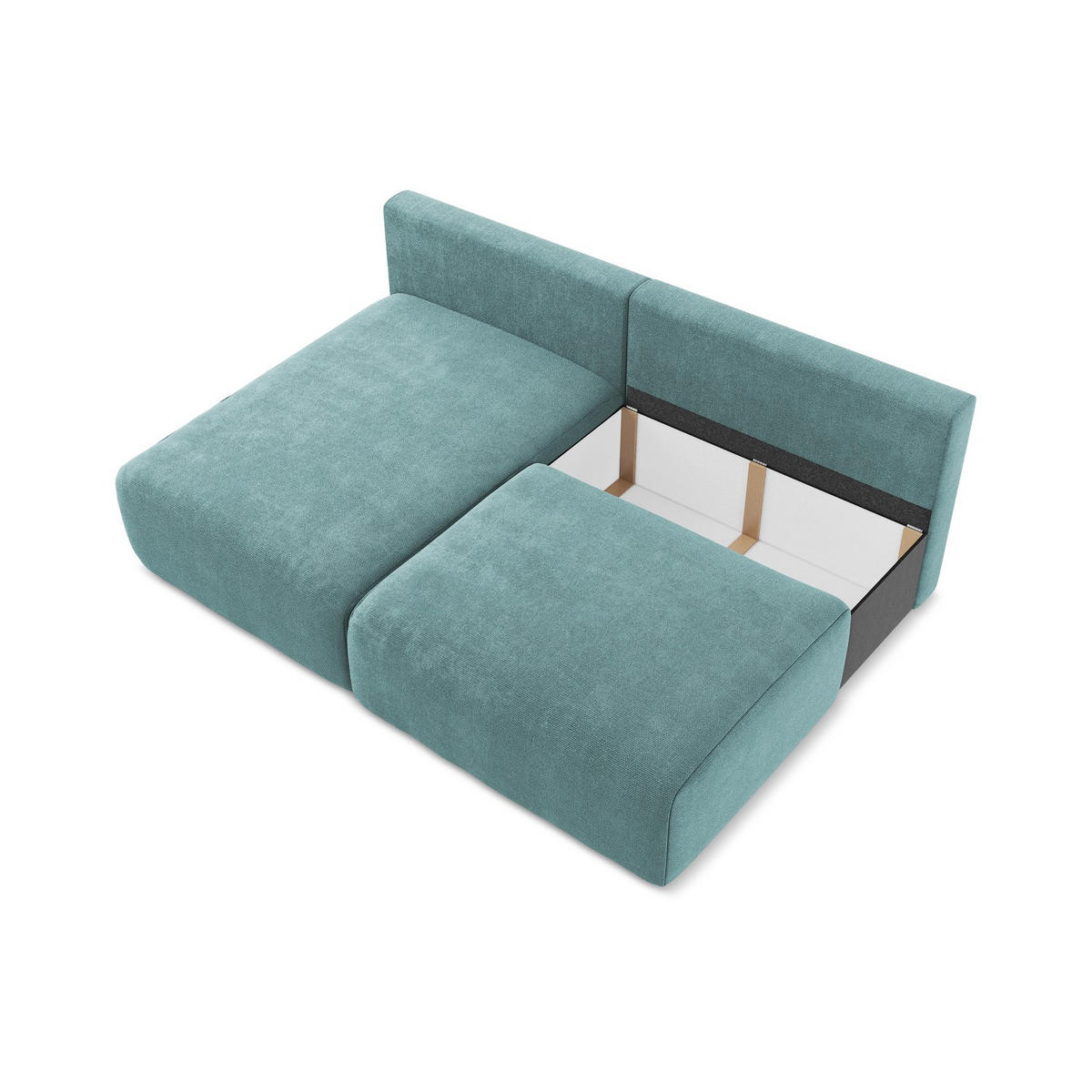 ECKSOFA mit Schlaffunktion links Chenille Stoff Blau - Blau/Beige, Kunststoff/Textil (149/210cm) - LaMiaSofa