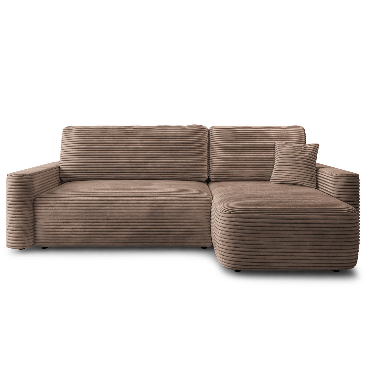 ECKSOFA NERI T Beige Kordstoff mit Schlaffunktion - Beige, Holzwerkstoff/Textil (280/157cm) - MASSENO