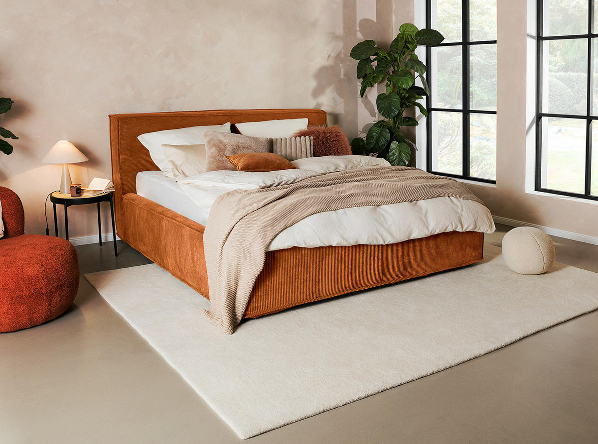 POLSTERBETT - Orange, Textil (180/200cm) - home24