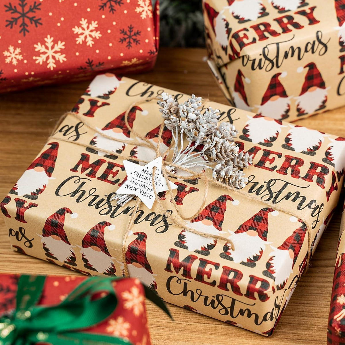 GESCHENKPAPIER 3 Rollen Set Weihnachtsmotiv 43,2 cm x 3 m - Multicolor, Papier (4/44/10cm)