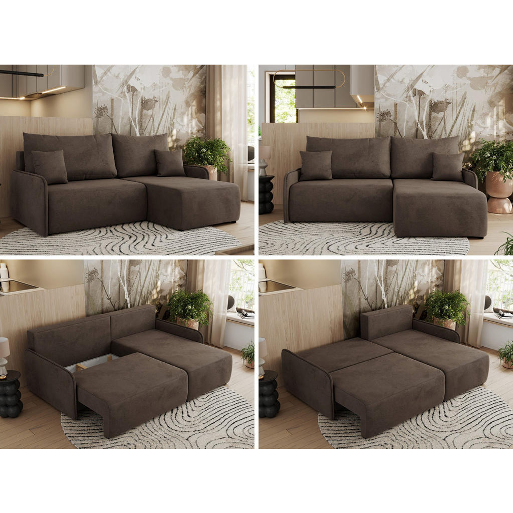 Thumbnail - MKS Eckschlafsofa, Braun, Textil, 3-Sitzer, L-Form,L-Form, 198x150 cm, Oeko-Tex®, Wohnzimmer, Sofas & Couches, Wohnlands...