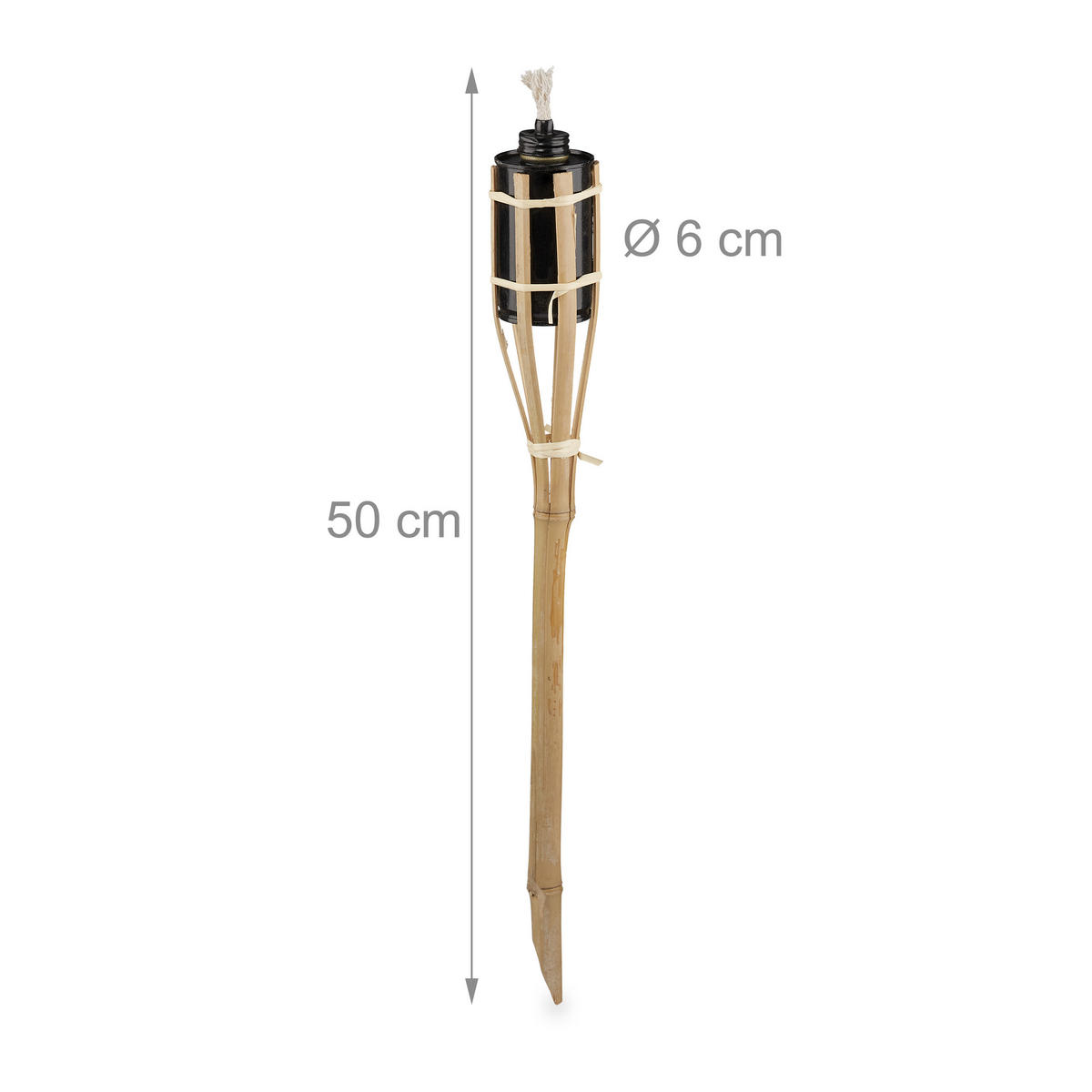 10XGARTENFACKEL - Hellbraun, Holz/Metall (50cm) - Relaxdays