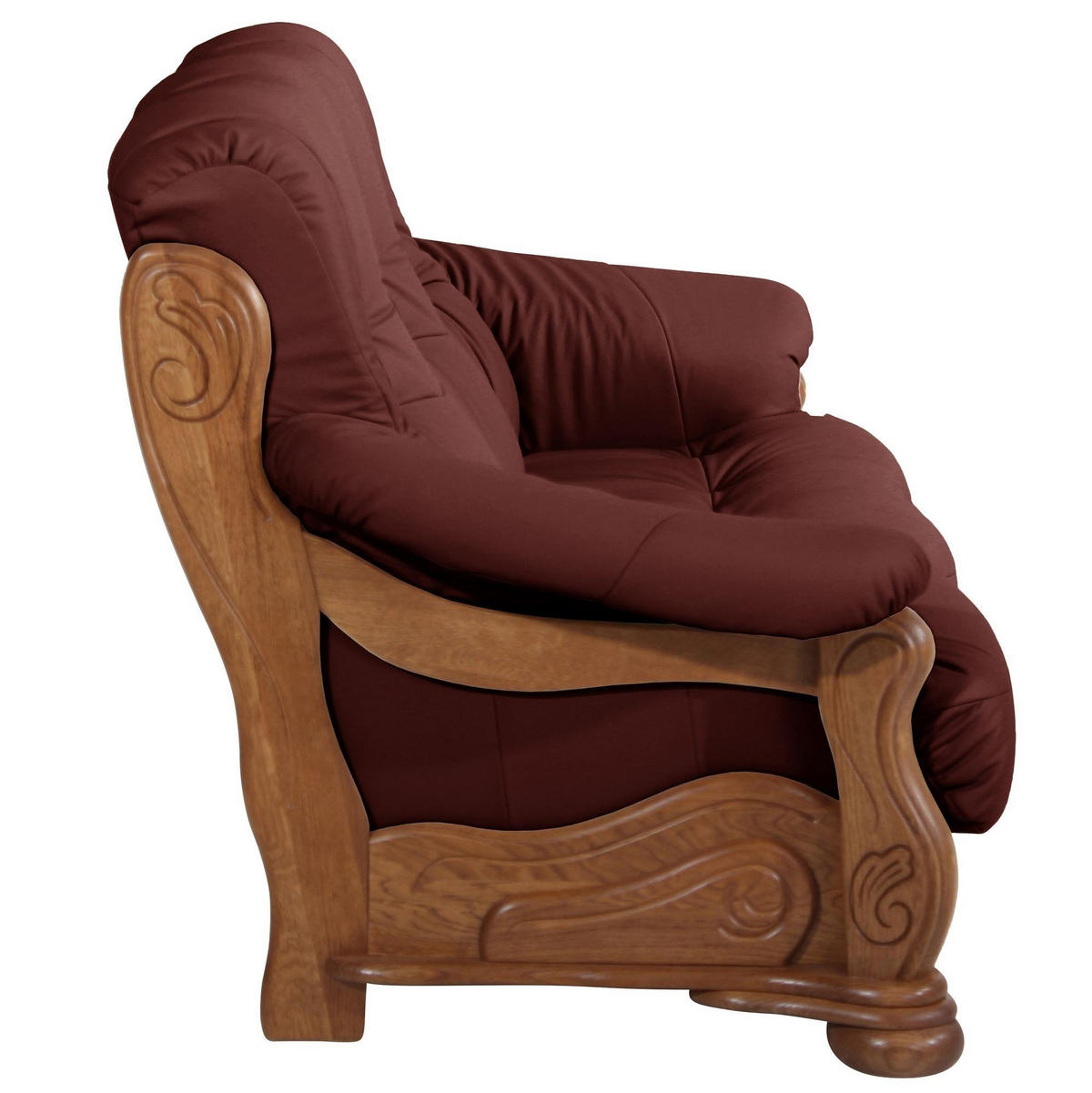SOFA 2-Sitzer Katlin Bezug Echtleder Eiche rustikal P43 / rot - Rot, Leder (148/95/95cm) - 58aufmkessel