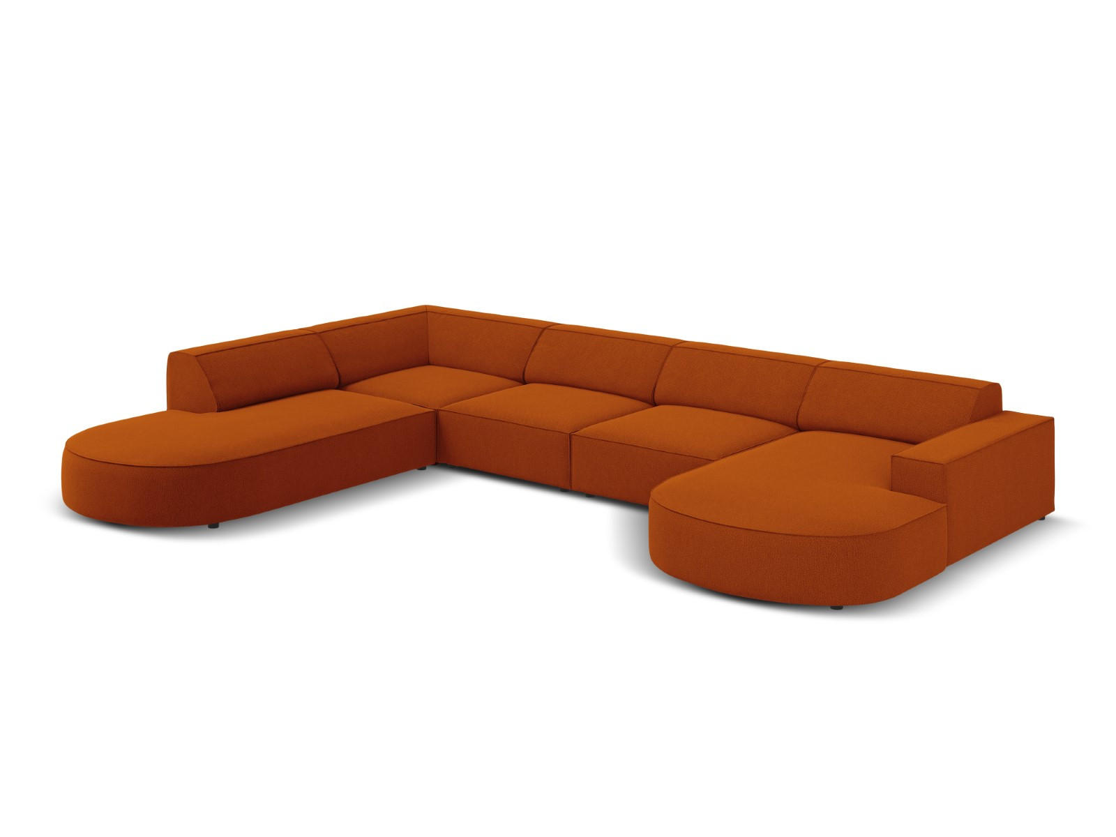 PANORAMASOFA links Jodie aus strukturiertem Stoff terrakotta 7 Sitzplätze - Terracotta, Textil (262/70/364cm) - Micadoni