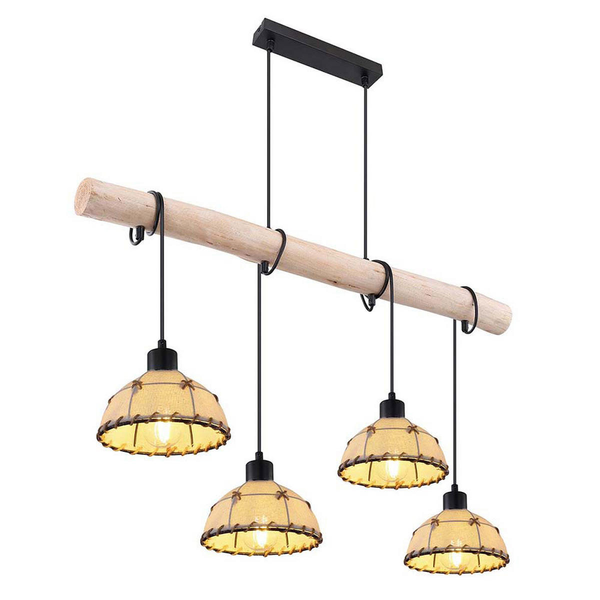 LED HÄNGELEUCHTE Textil Beige Hanfseil Schwarz - Beige, Metall (85/18/120cm) - Globo Lighting