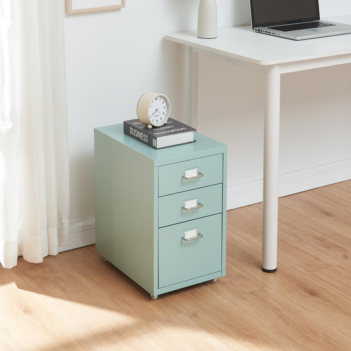 ROLLCONTAINER Kökar - Mintgrün, Metall (28/48/41cm) - [en.casa]