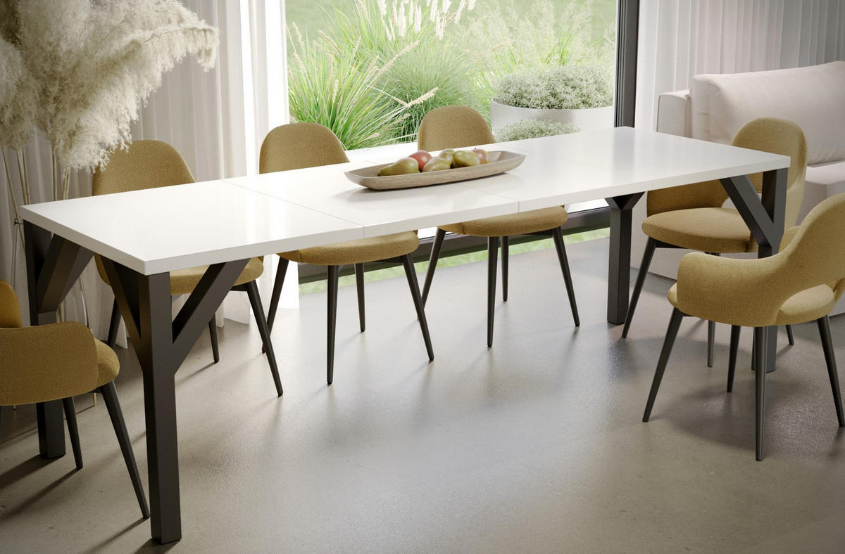 ESSTISCH Baltika ausziehbar bis 240 cm - Weiß Hochglanz, Holzwerkstoff (130/90/75cm) - Endo-Moebel
