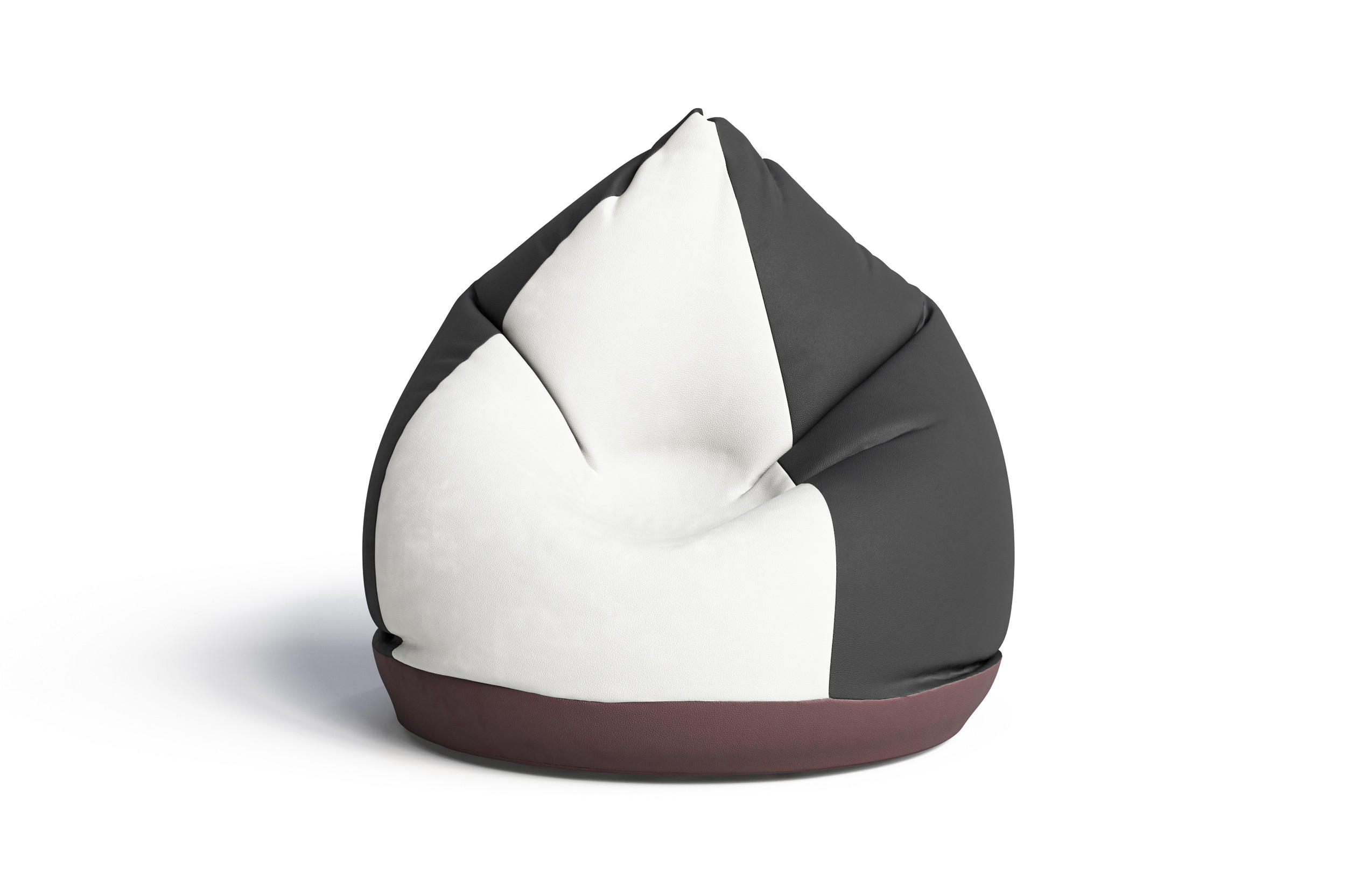 SITZSACK Circus - Weiß + Schwarz + Weinerot - Schwarz, Kunststoff (96/100/96cm) - Möblo