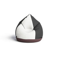SITZSACK Circus - Weiß + Schwarz + Weinerot - Schwarz, Kunststoff (96/100/96cm) - Möblo