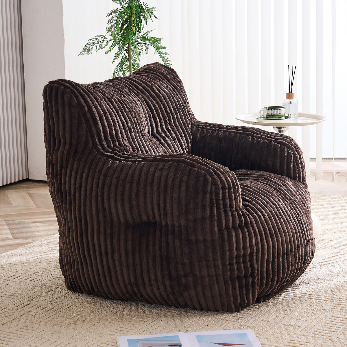 SITZSACK Cord Braun - Braun, Textil (100/70/94cm) - WISHDOR