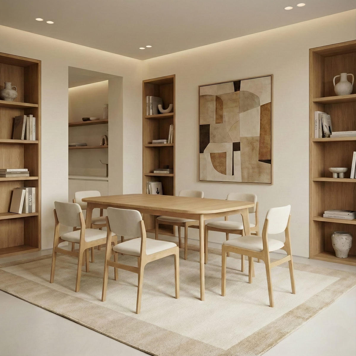 ESSZIMMERSTUHL Oslo 2er Set, Natur Eiche + beiger Stoff - Beige, Holz (52/83/45cm) - WOODEK