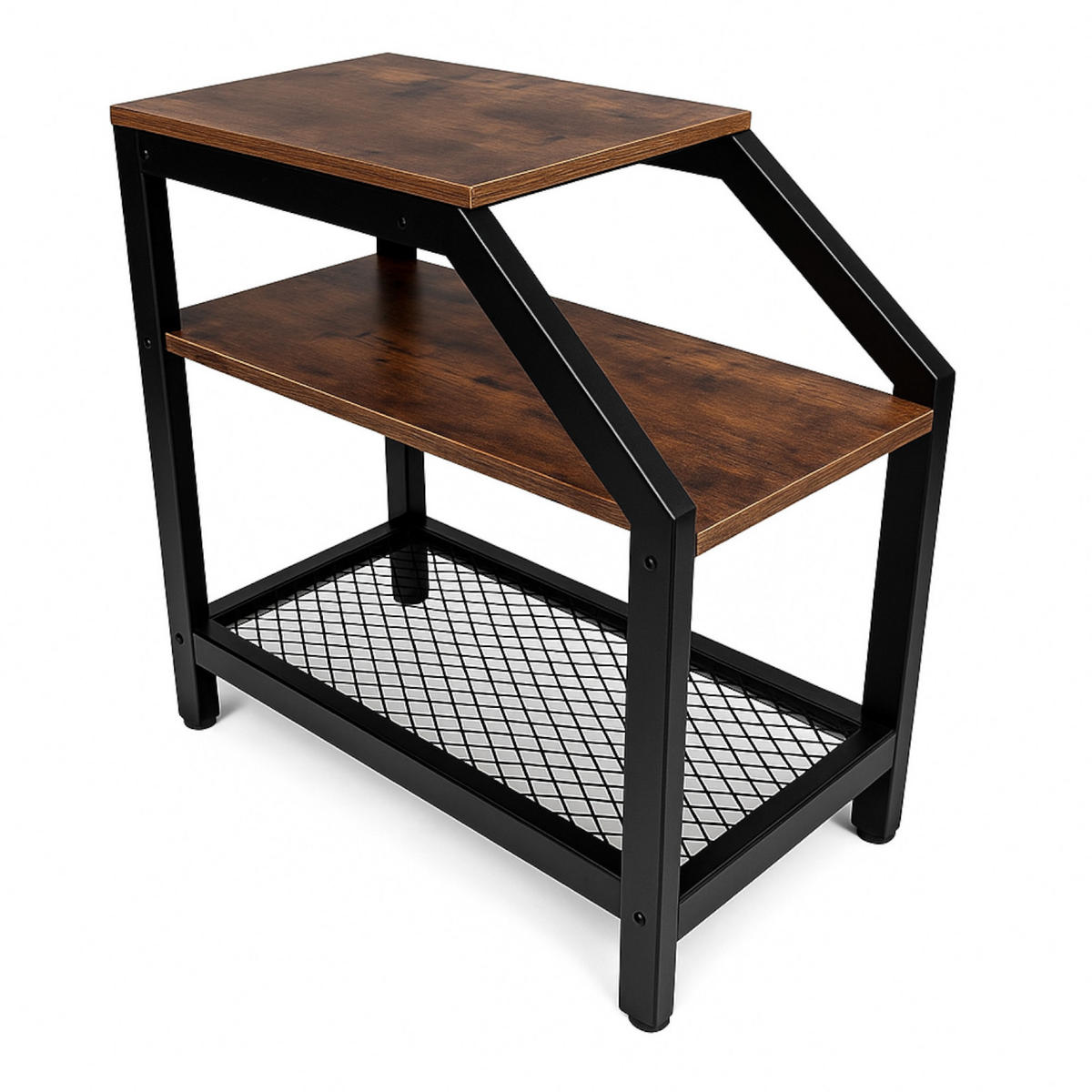 BEISTELLTISCH Metall Holzoptik Dunkelbraun Schwarz 3 Ablagen 59x30x60 cm - Dunkelbraun/Schwarz, Holzwerkstoff/Metall (30/59/60cm) - Begryf