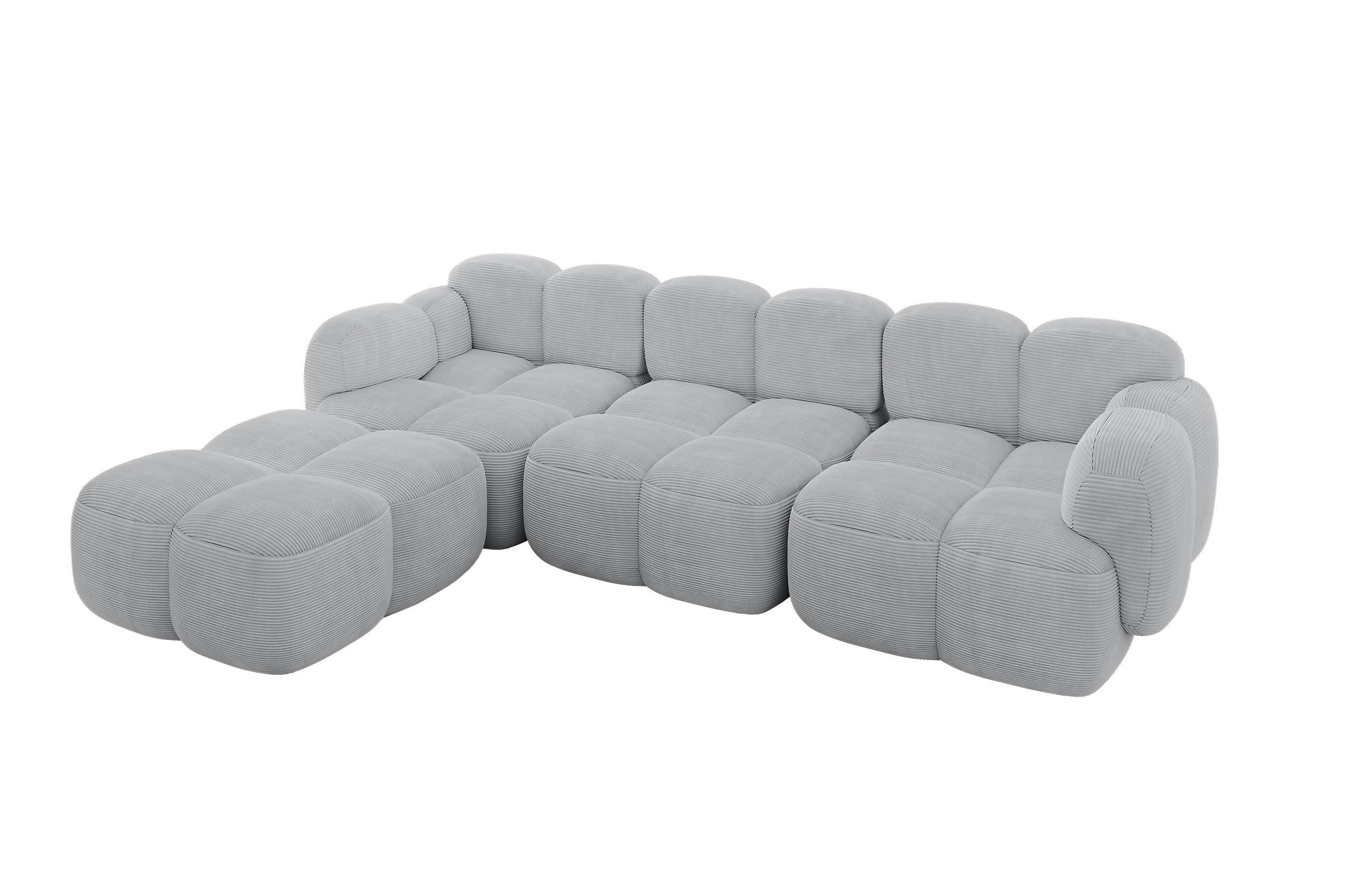 ECKSOFA modulares Sofa Links Miko-L2 302x205x75 Grau Cord - Anthrazit/Schwarz, Holzwerkstoff/Kunststoff (302/205cm) - ALTDECOR