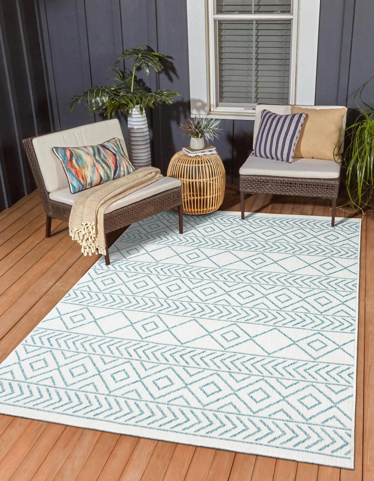 OUTDOORTEPPICH Juniper Blaugrau,Petrol,Hellgrau 80/150 cm - Blaugrau, Textil (80/150cm) - My-Rug