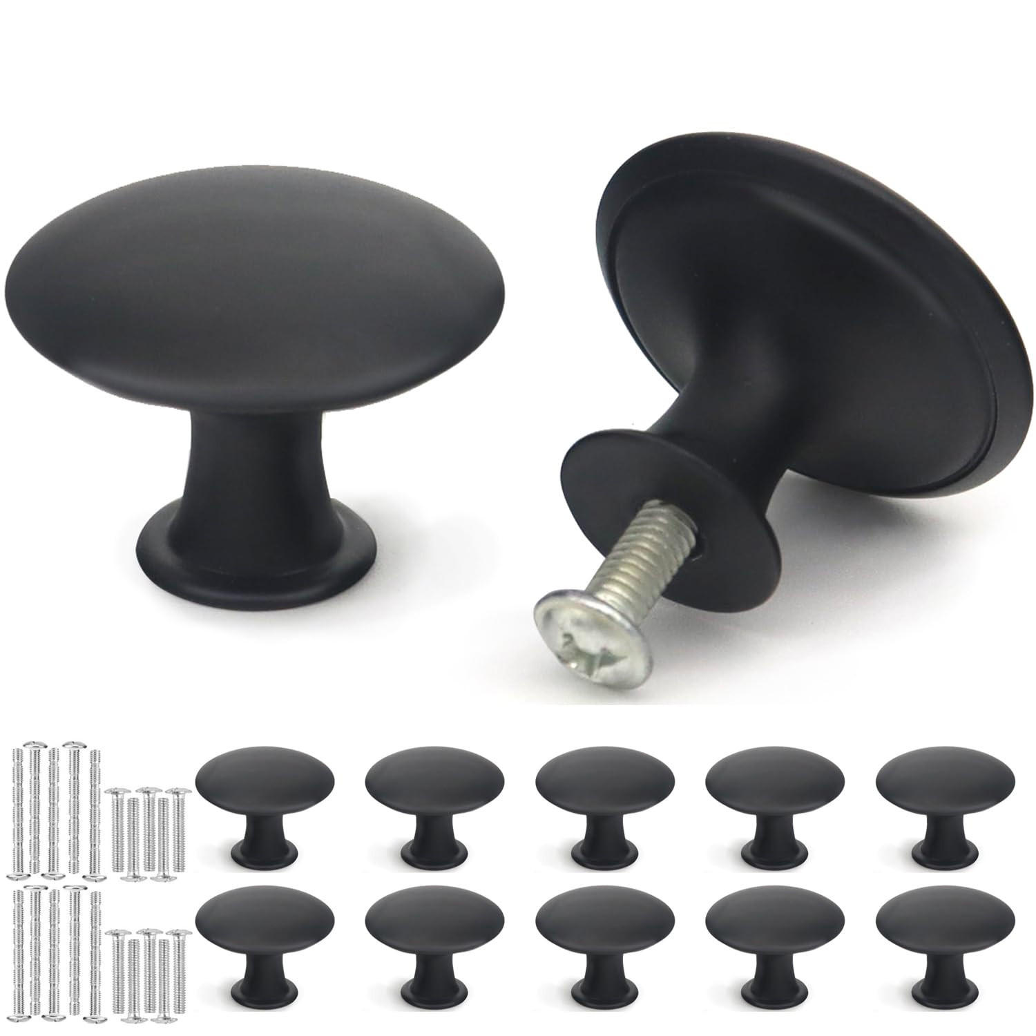 SCHRANKKNOPF Schwarz 10er-Set 30 mm - Schwarz, Metall (1.5/2.2/0.3cm)