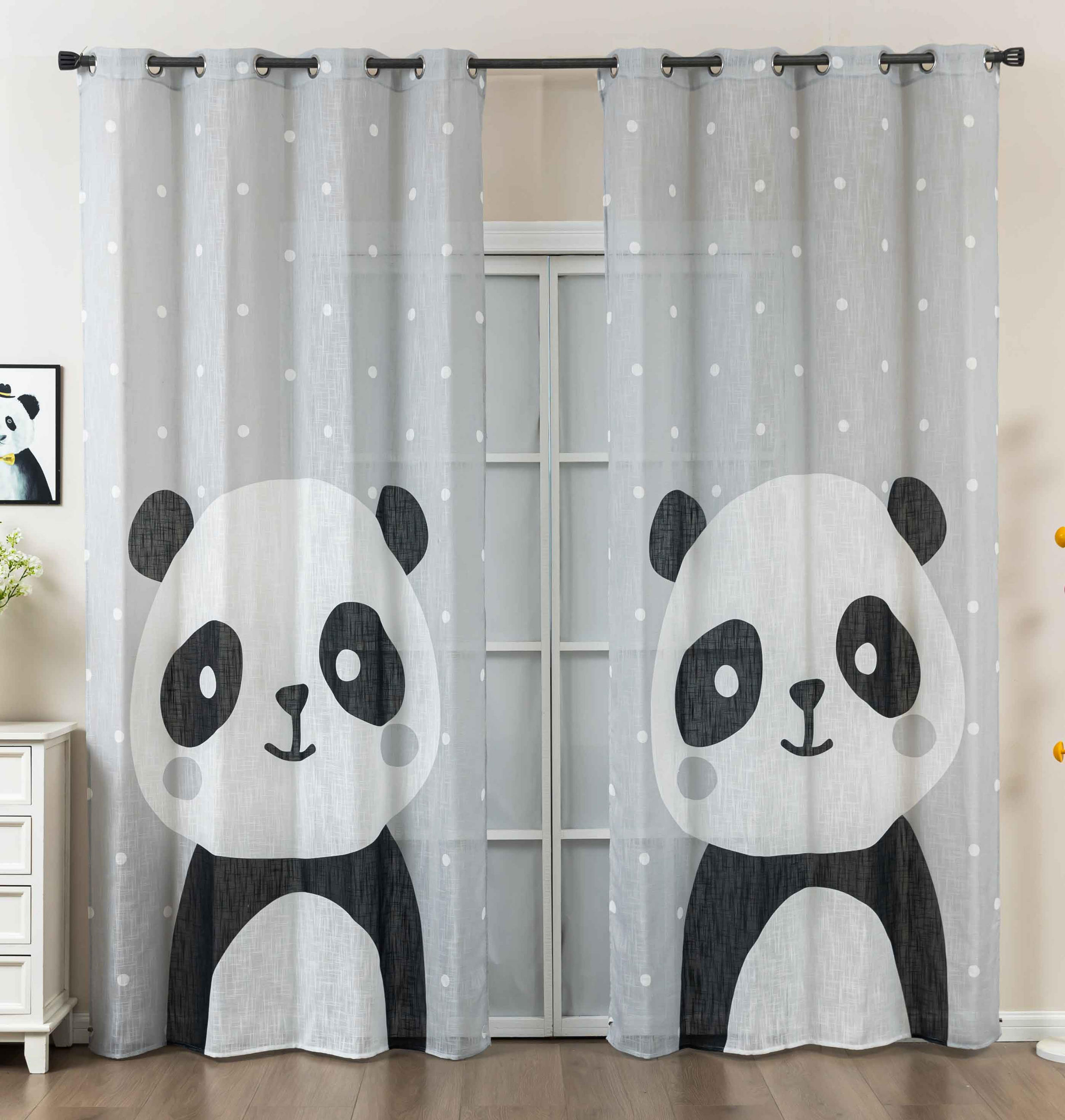VORHANG 2ER SET SEOUL HxB 245x140 cm Panda - Weiß, Textil (140/245cm) - Gardinenbox