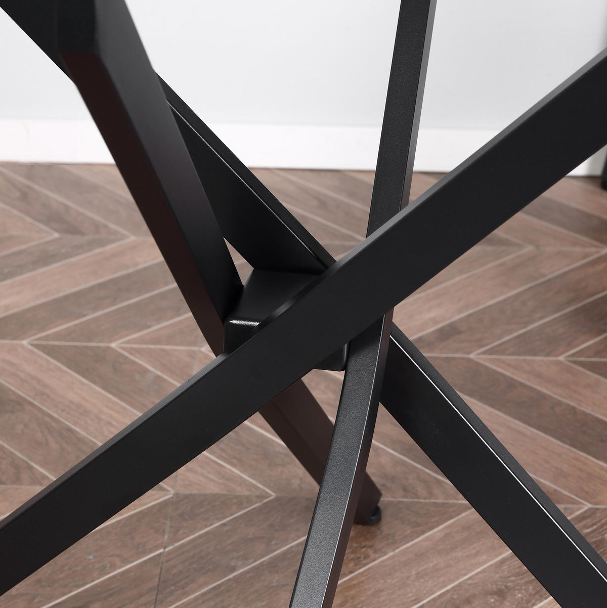 COUCHTISCH 80/80/75 cm mit gehärteter Glasplatte und verstellbaren Füßen, Schwarz - Schwarz, Metall (80/80/75cm) - Modfu