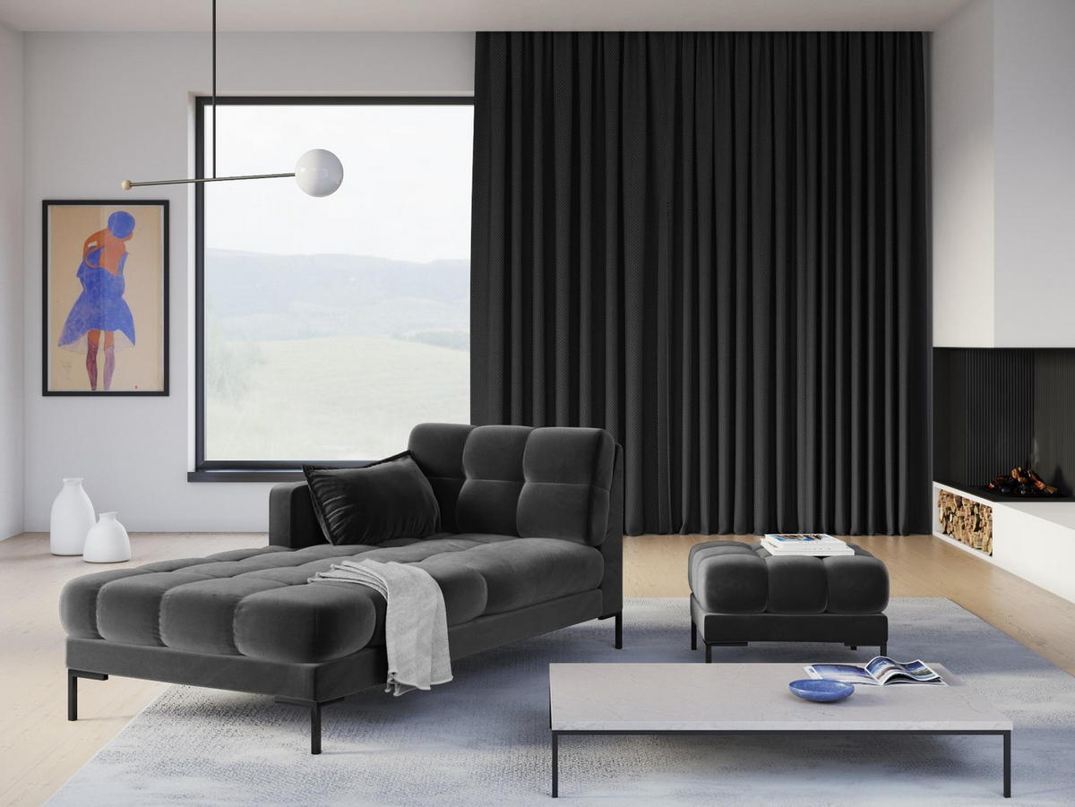 POUF Mamaia aus Samt dunkelgrau - Dunkelgrau, Textil (60/41/60cm) - Micadoni