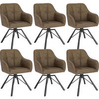 ESSZIMMERSTUHL 6er-Set, drehbar, Kunstlederbezug, Braun - Schwarz/Braun, Kunststoff/Metall (57/82.5/50cm) - Woltu