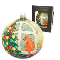 CHRISTBAUMKUGEL Katze am Fenster Mehrfarbig 10cm (Glas / 1 Stk.) - Multicolor, Glas (10/10/10cm) - Krebs Glas Lauscha