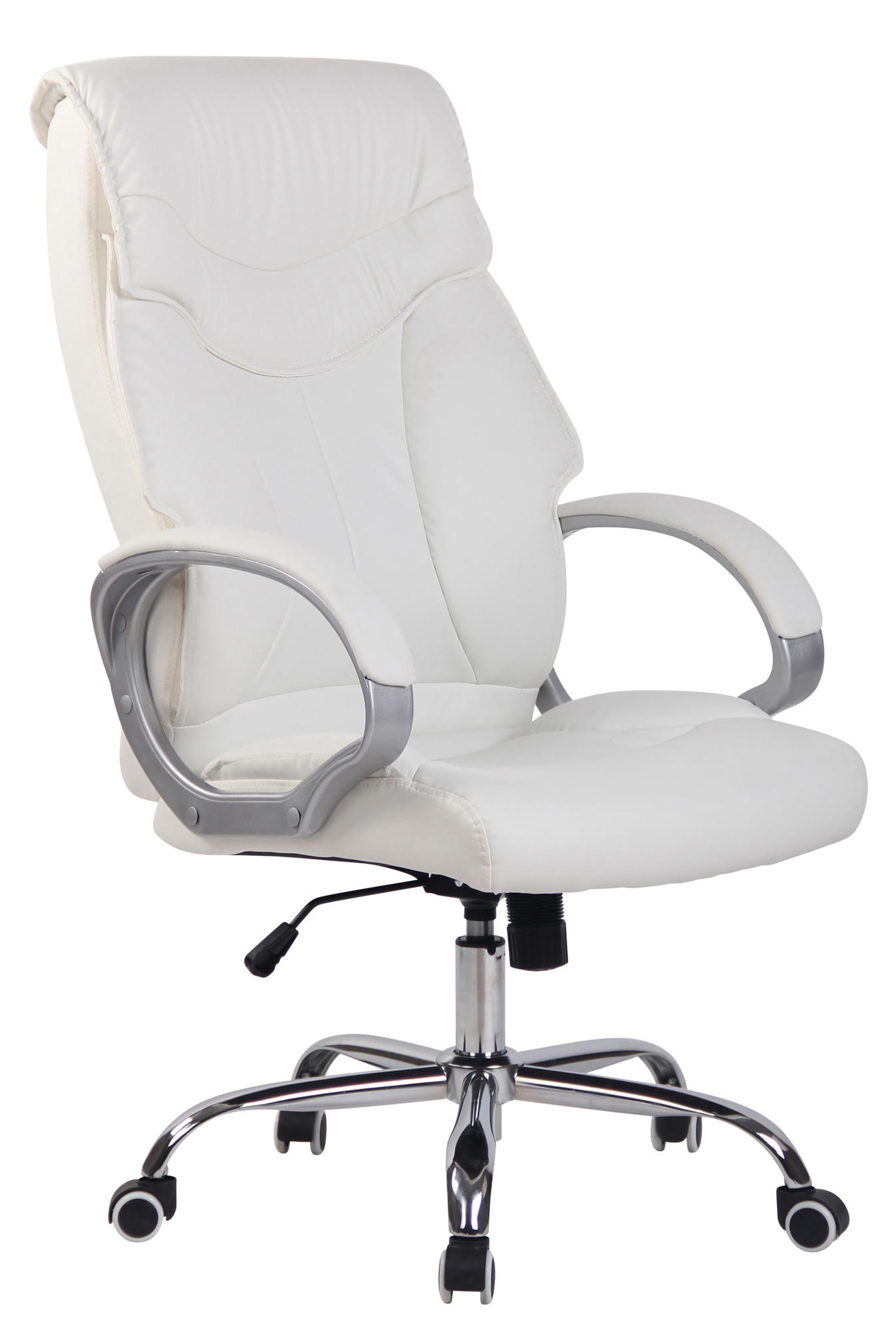 CHEFSESSEL Lederlook weiß - Chromfarben/Weiß, Textil/Metall (64/118/65cm) - CLP