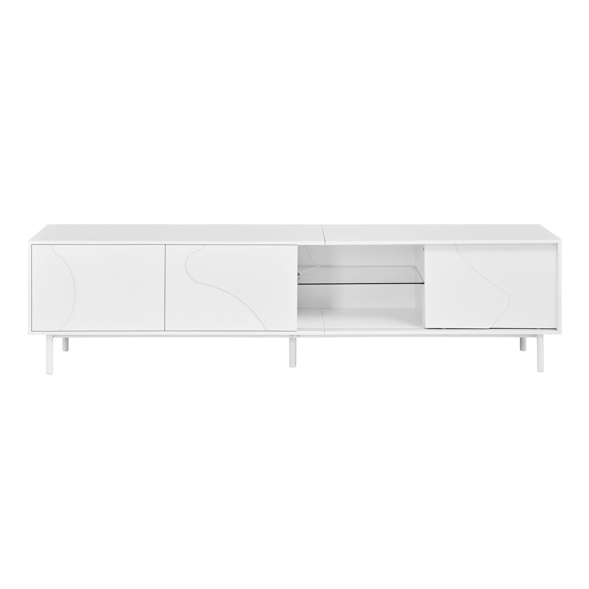 TV-LOWBOARD 180 x 40 x 45 cm, 3 grifflose Schiebetüren, LED, Weiß - Weiß, Holzwerkstoff (180/45/40cm)