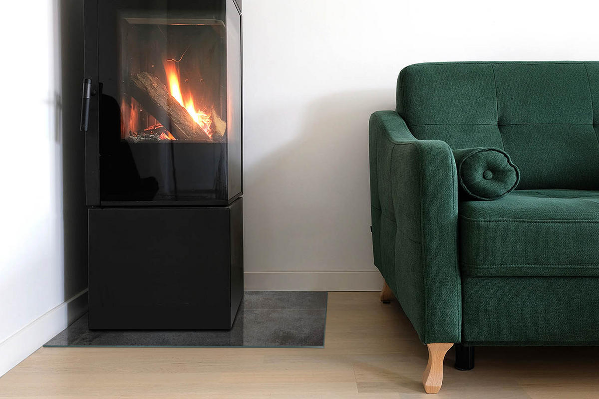 GLASPLATTE für Kamin 60x40 cm - Grau, Glas (60/40/0.4cm) - TULUP