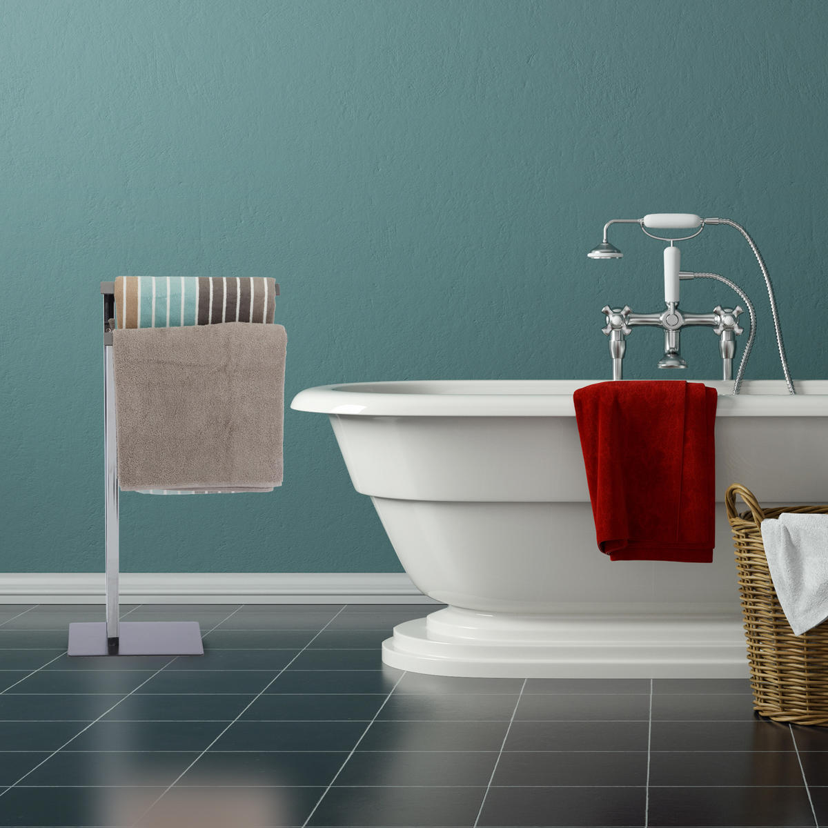 HANDTUCHSTÄNDER - Multicolor, Metall (46/82/20cm) - Relaxdays