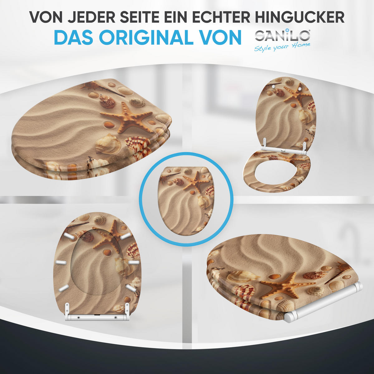 WC-SITZ mit Absenkautomatik & Top Fix Sanibel - Braun, Holzwerkstoff (37.7/5.5/48cm) - Sanilo