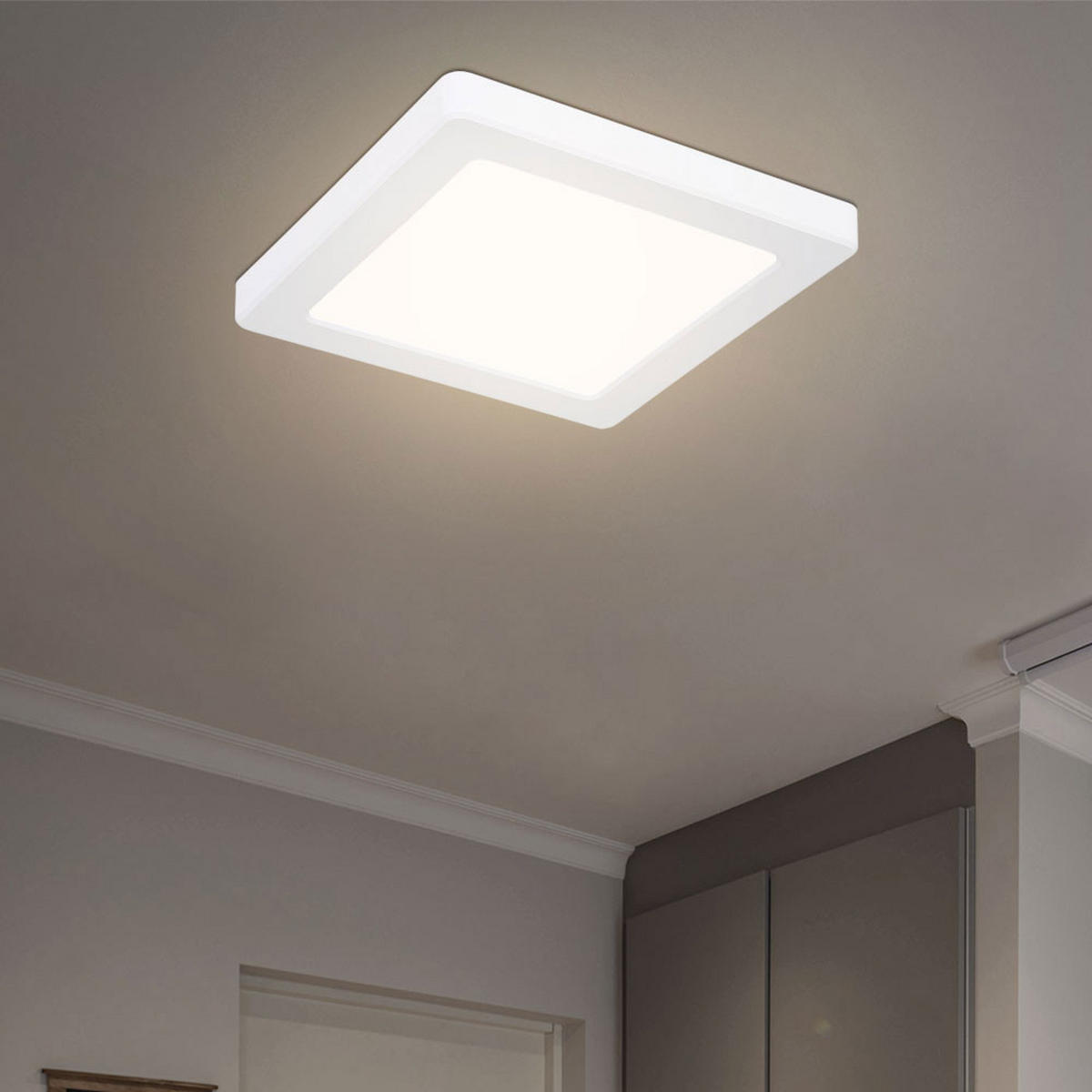 LED DECKENPANEL Kunststoff Weiß - Weiß, Kunststoff (16.7/16.7/1.7cm) - Globo Lighting