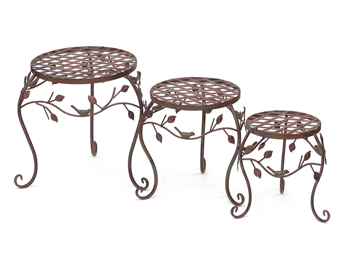 BLUMENHOCKER 3er Set Metall Braun 25-35 cm - Braun, Metall (35/35/35cm) - DanDiBo