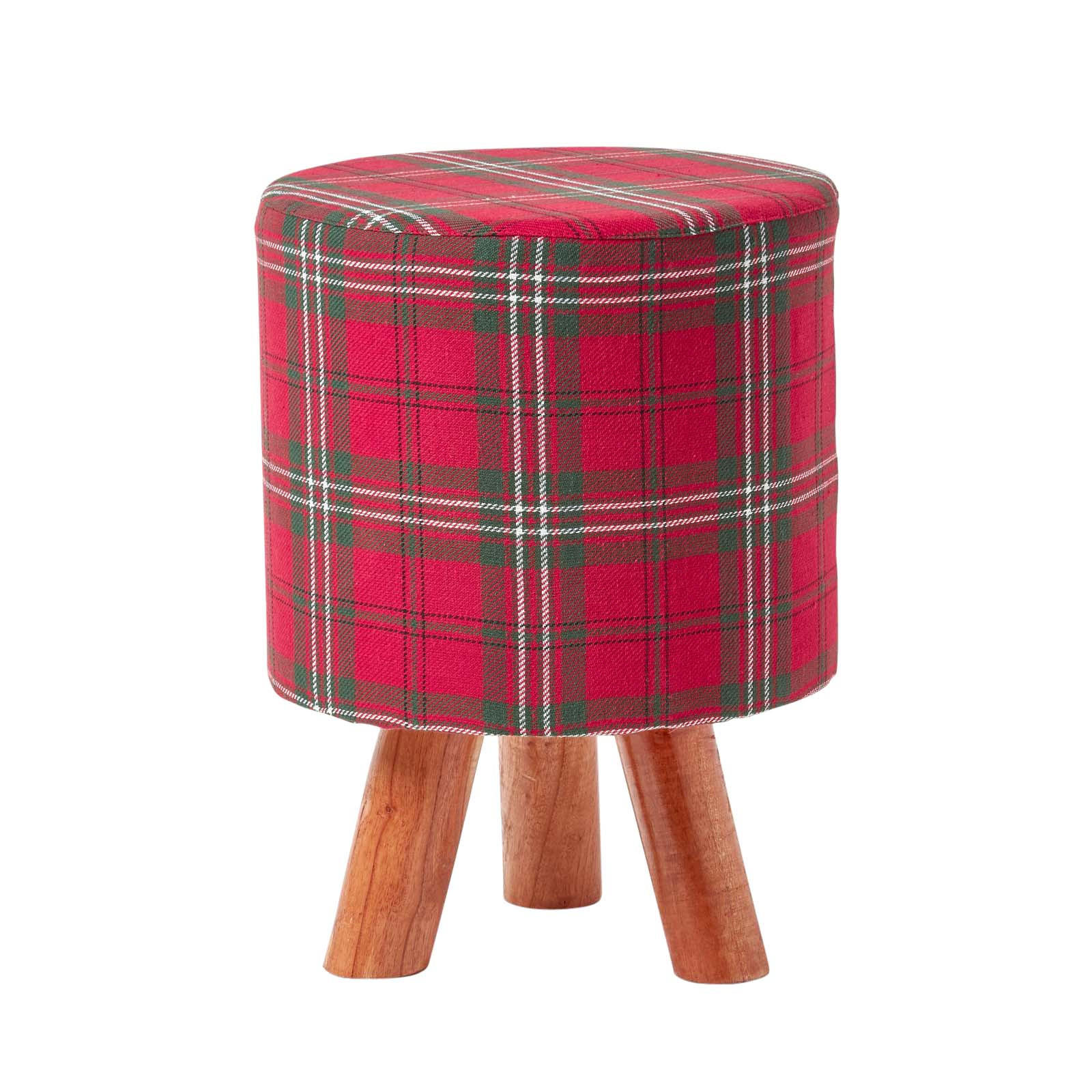 HOCKER Edward Tartan rot kariert, 32/32/42 cm - Rot, Textil (32/42/32cm) - Homescapes