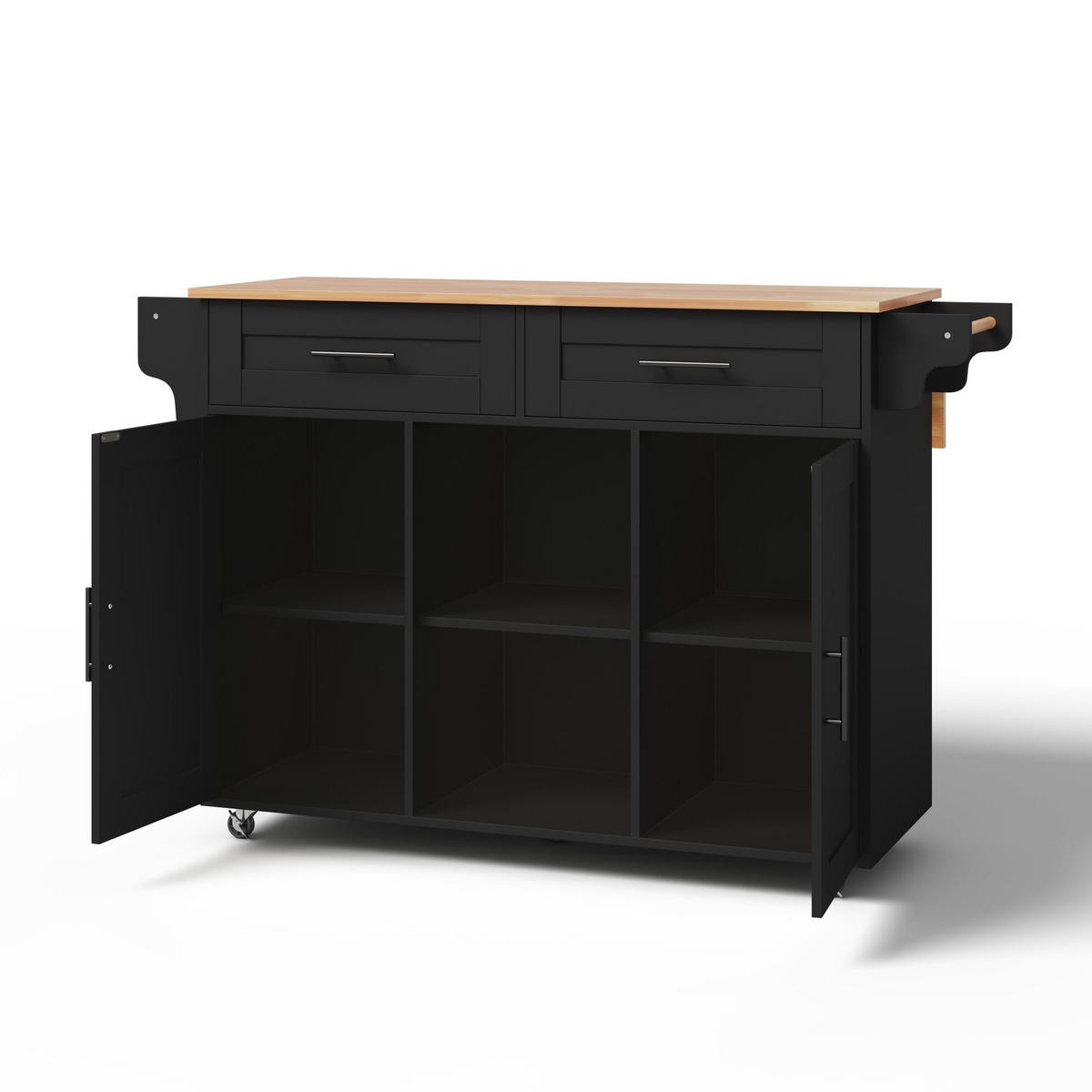 KÜCHENINSEL 145/70/94,5 cm aus MDF mit klappbarer Arbeitsplatte Schwarz - Schwarz, Holzwerkstoff (145/94.5/70cm) - Modenvie