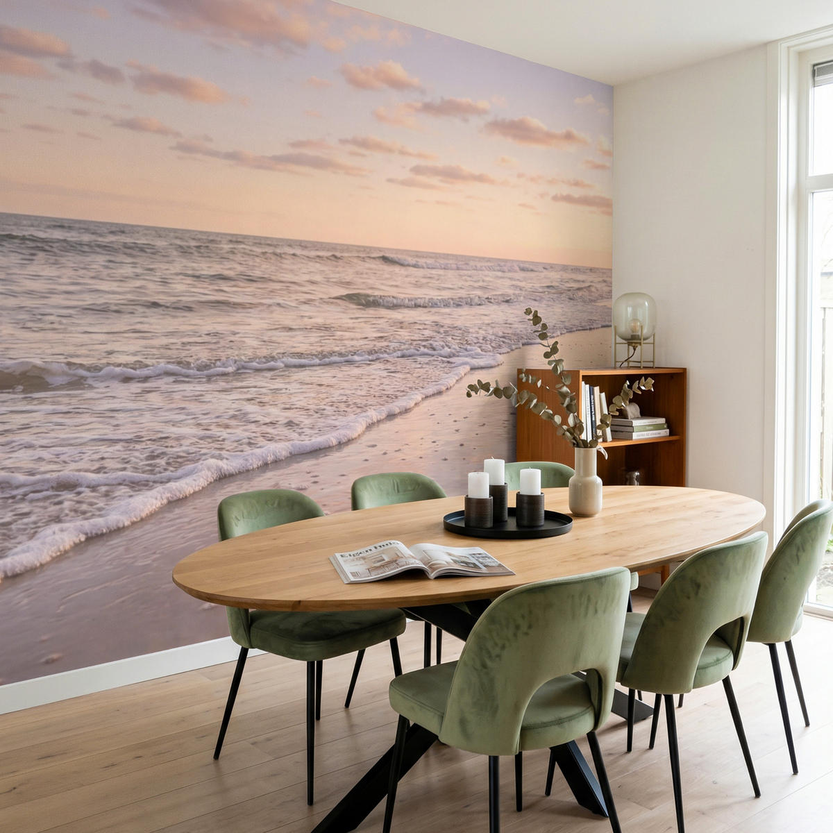 TAPETE - Strand - Brandung - Wolken - 280x220 cm - Hellrosa, Papier (280/220cm) - OnlyWow