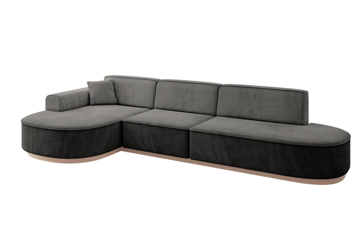 ECKSOFA Ottomane Links MARI-L2-v1 - 328x171x83 cm Dunkelgrau Velours - Dunkelgrau, Holzwerkstoff/Textil (328/171cm) - ALTDECOR