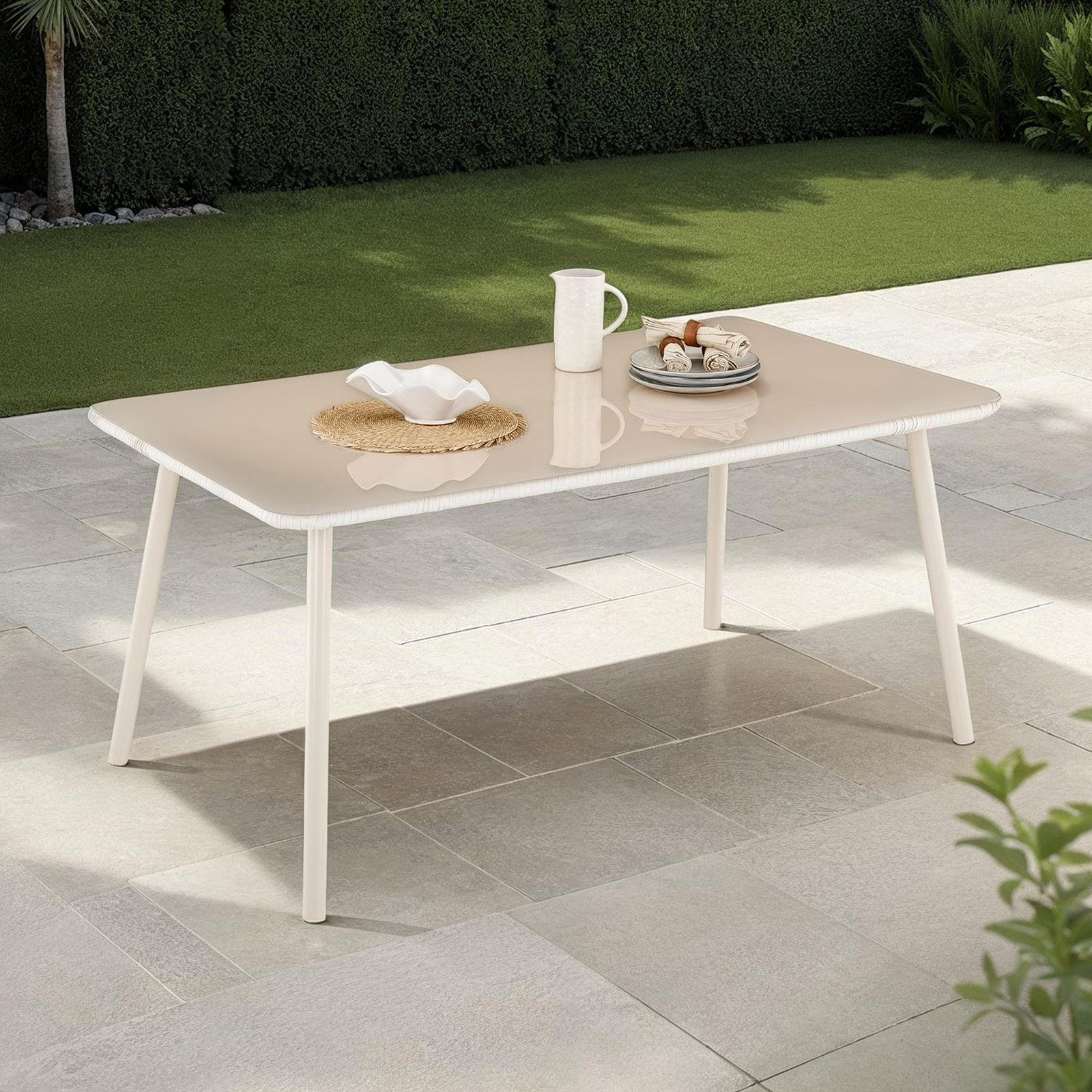 GARTENTISCH VOLONTE - Beige, Glas/Metall (90/160/75cm) - IDIMEX
