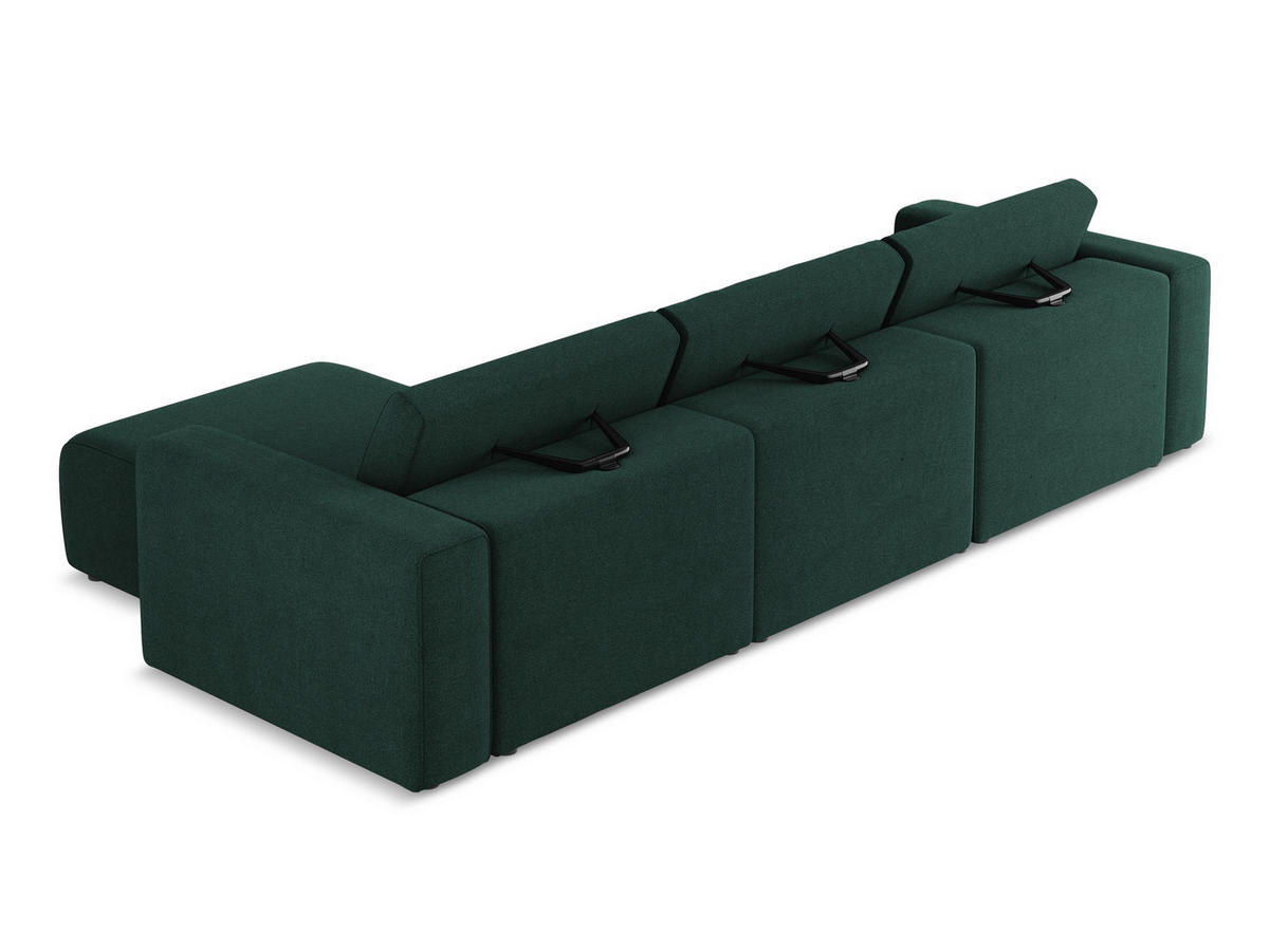ECKSOFA Links Strukturstoff Stoff Grün - Dunkelgrün/Schwarz, Kunststoff/Textil (314/167cm) - Makamii