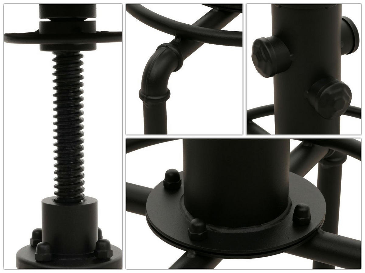 BARHOCKER 2er-Set Sitzhöhe 61-85cm Braun höhenverstellbar drehbar Fußablage Eisen Massiv-Holz - Dunkelbraun, Holz/Metall (34/85/34cm) - PROREGAL