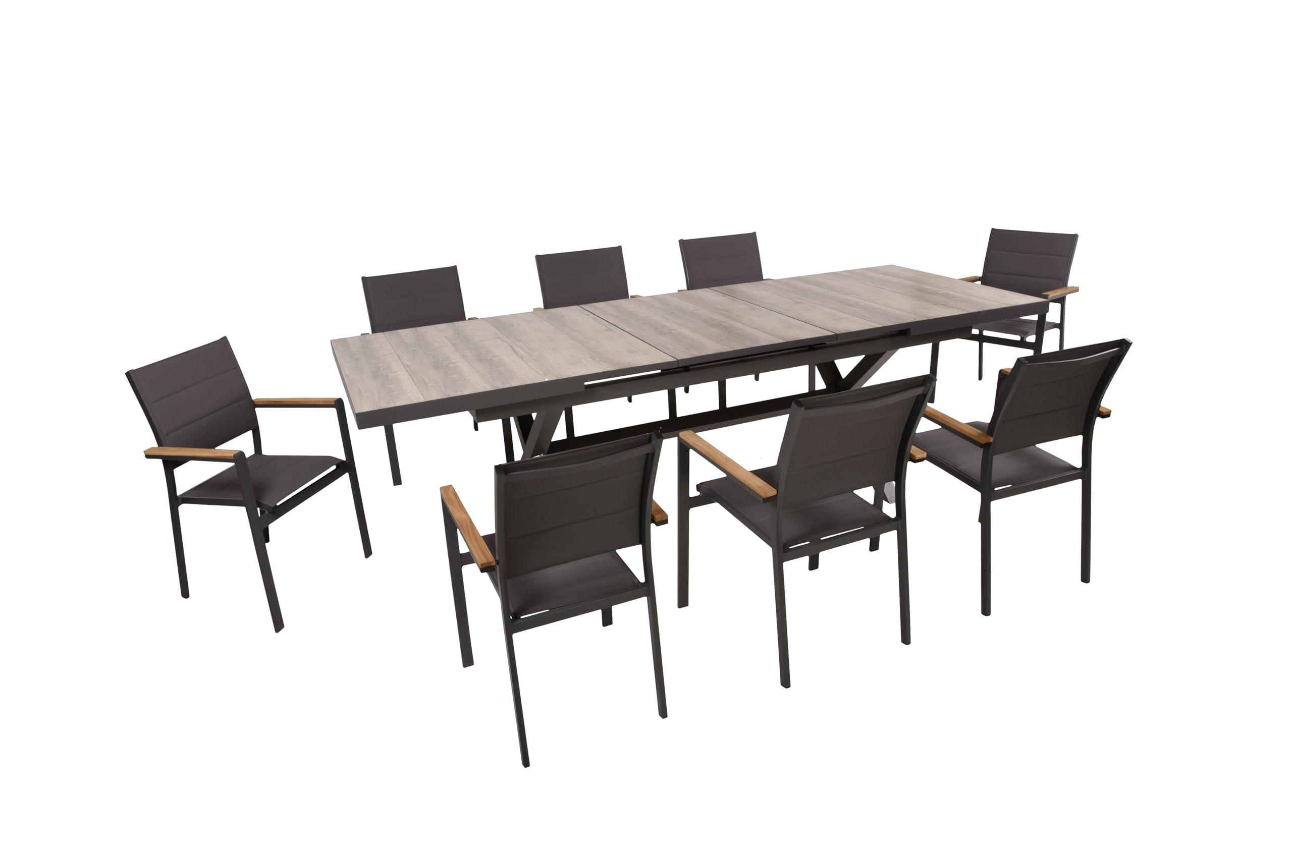 GARTEN-SITZGRUPPE Joana 9-teilig Gartenmöbel-Set - Hellbraun, Holz - DELUKE