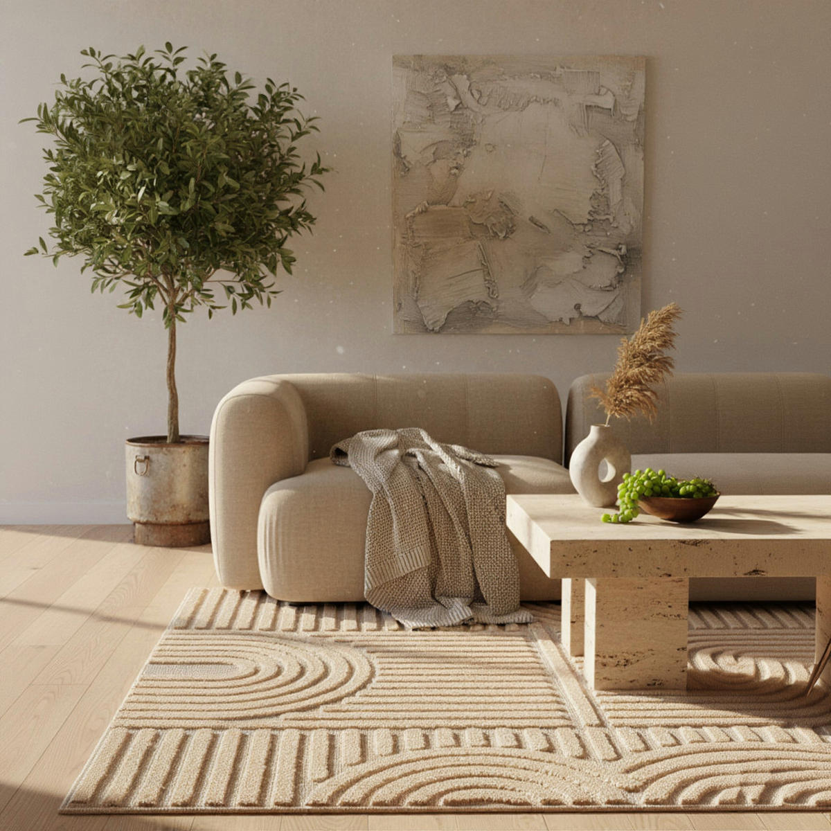 TEPPICH 3D-Effekt Skandinavischer Boho Skulptural Waschbar Esszimmer Rosa 280x370 cm – RIGI - Rosa, Textil (370/280cm) - KADIMA DESIGN