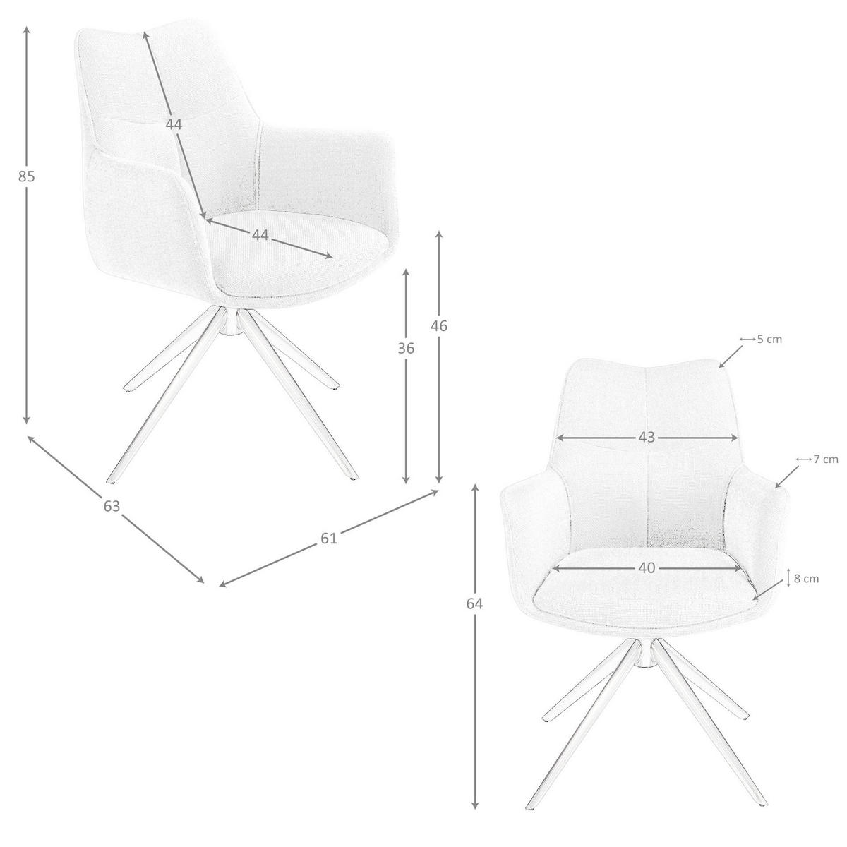 STUHL Drehstuhl aus cremefarbenem Stoff 61/63/85 cm - Ecru/Messingfarben, Textil/Metall (61/85/63cm) - ANGEL CERDA