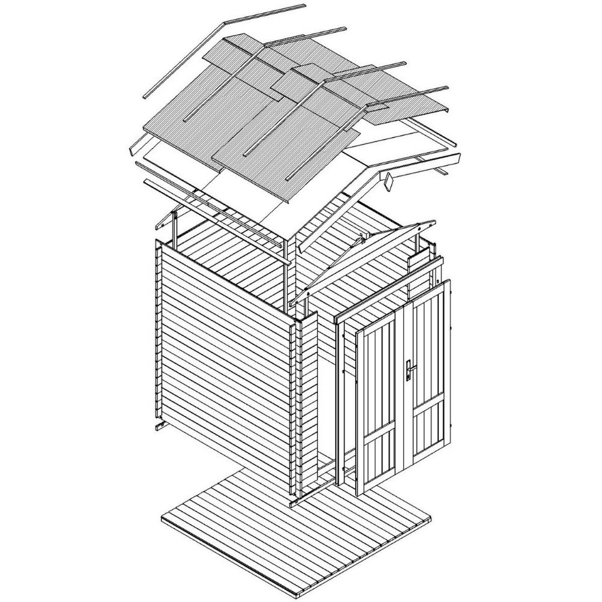 HOLZ-GARTENHAUS 3,53 m² TIMBELA M343F1+M343G - Naturfarben, Holz (216/224/206cm) - Timbela