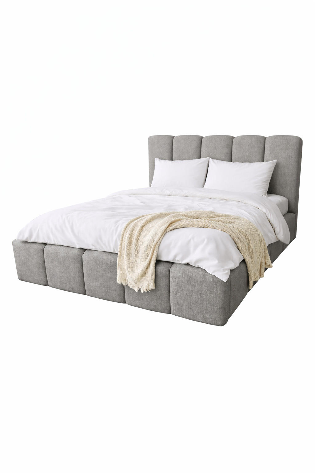 POLSTERBETT CLOUDY mit Bettkasten 180x200,Doppelbett,Lattenrost,Boxspringbett-Optik,ohne Matratze,Schlafzimmer-Grau - Grau, Holz (180/200cm) - Furnistar
