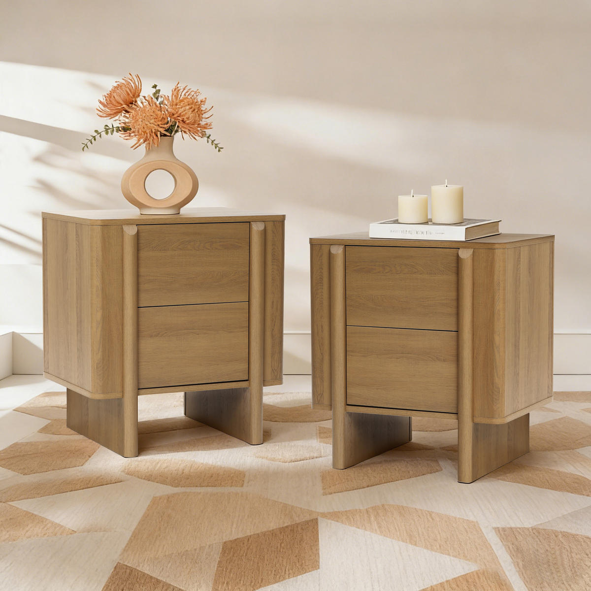 NACHTTISCH Modern im Nordischen Stil,Eichenfarben, Holz-Optik Eiche | B55 x T40 x H60 cm - Eichefarben, Holz (55/60/40cm) - Hometopia