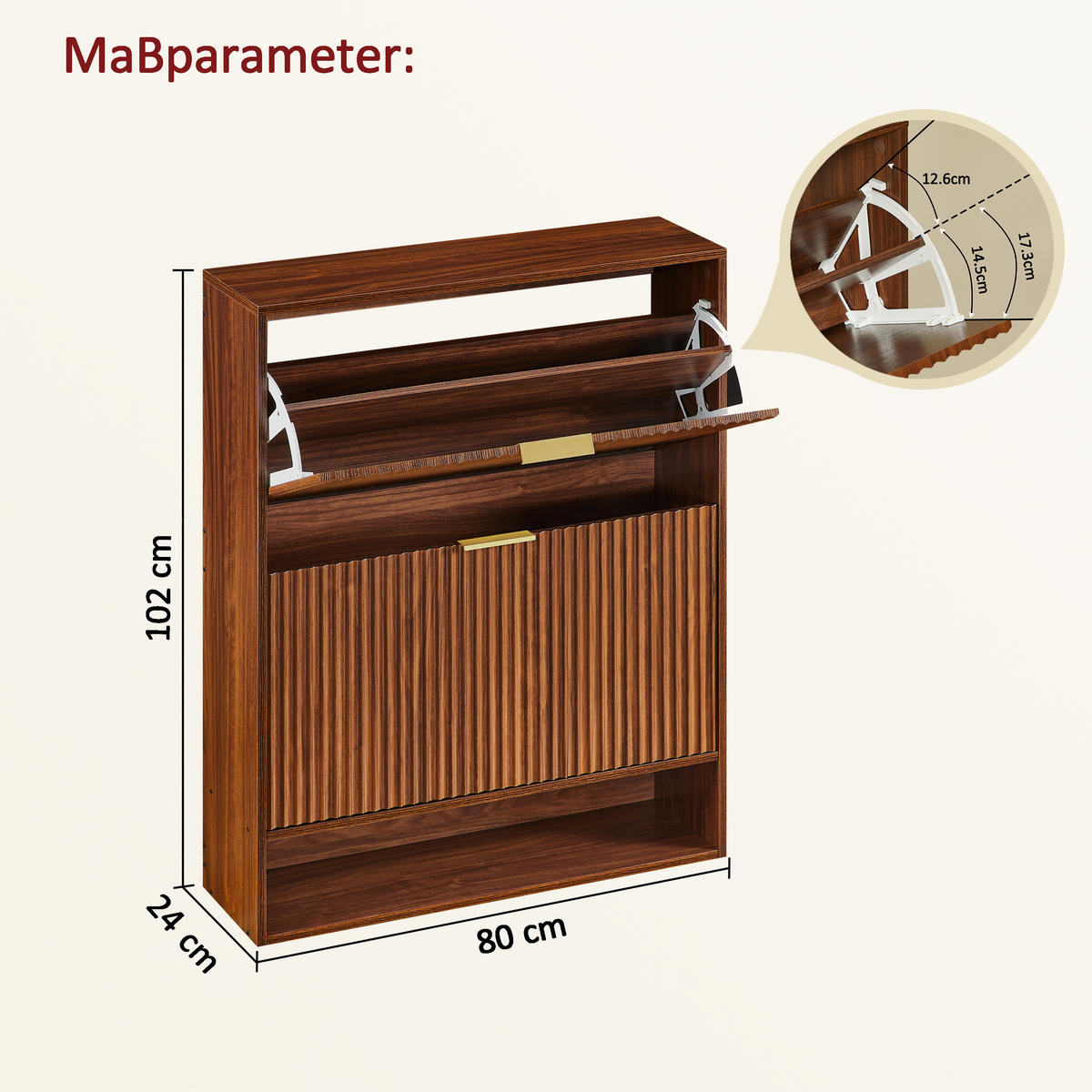 SCHUHSCHRANK Nussbaumfarben 80/24/102 cm - Walnussfarben, Holzwerkstoff (80/102/24cm) - PANGIVO