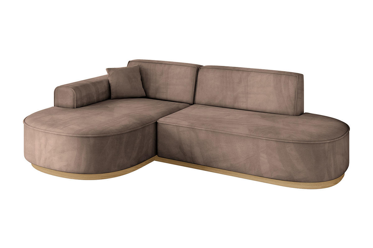 ECKSOFA Ottomane Links MARI-L1-v2 - 243x171x83 cm Braun Velours - Braun, Holzwerkstoff/Textil (243/171cm) - ALTDECOR