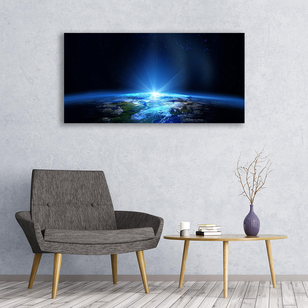 LEINWANDBILD 120x60 cm Planetenhorizont - Blau/Schwarz, Textil (120/4cm) - TULUP