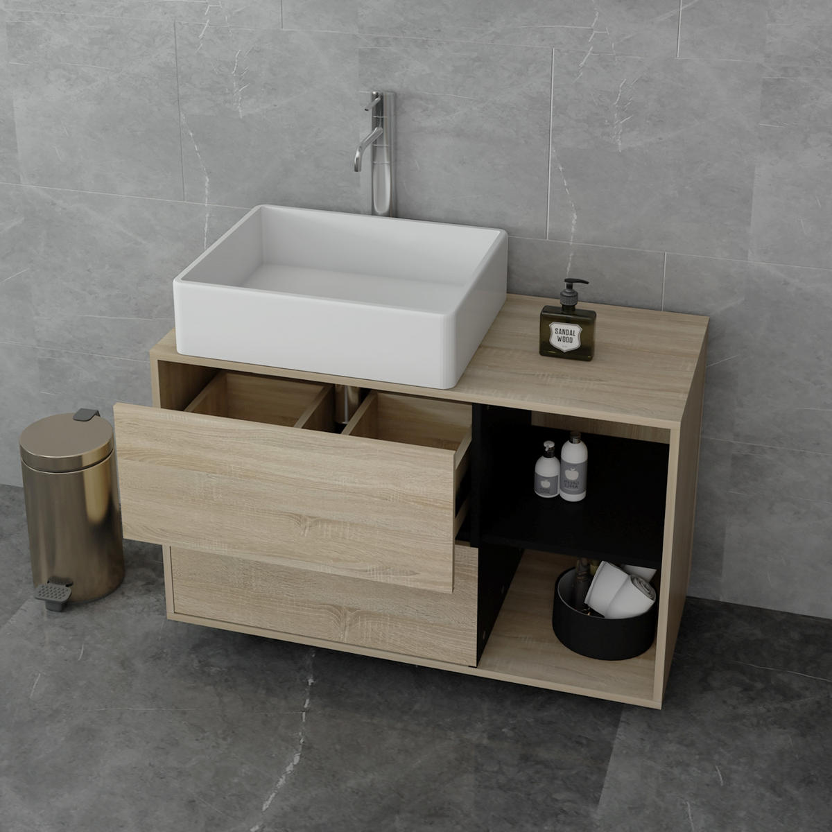 UNTERSCHRANK - Braun, Holz (100/60/45.5cm) - ML-DESIGN