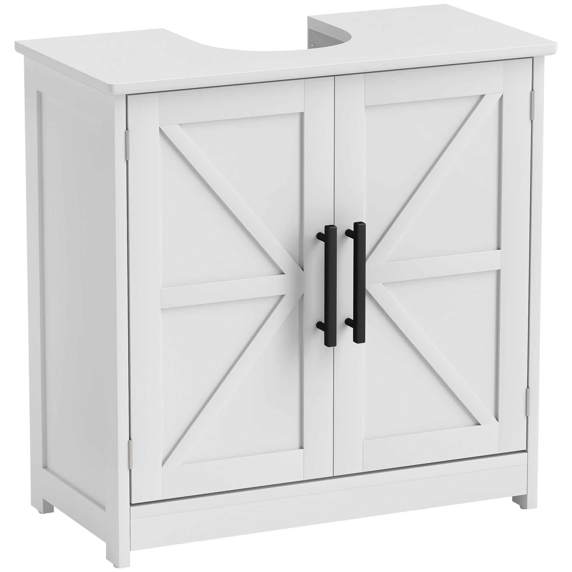 WASCHBECKENUNTERSCHRANK DE-15935 mit Scheunentüren Weiß - Weiß, Holzwerkstoff (60/60/30cm) - ComfortXL